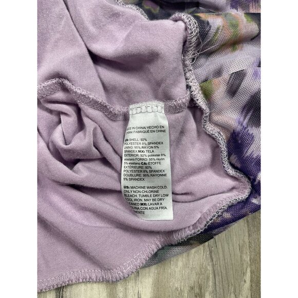 Chicos Purple Watercolor 3/4 Sleeve Double Layer Shirt 1 Medium Mesh Top Blouse - Picture 6 of 7